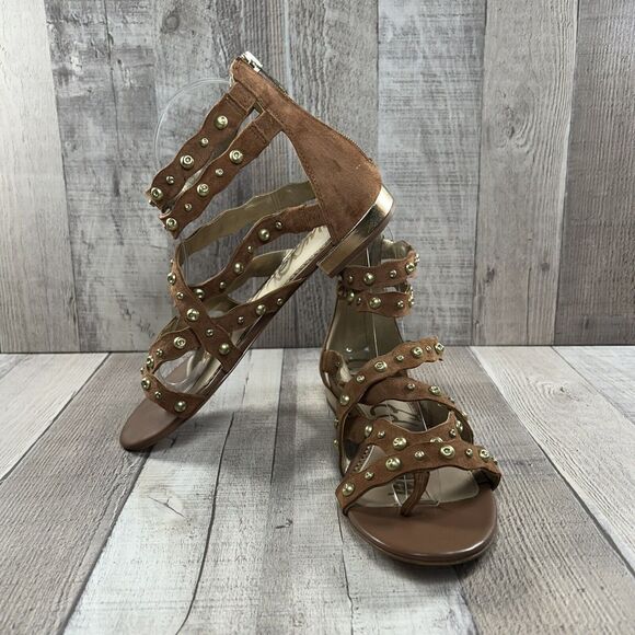 Sam Edelman Womens Daya Sandals Strappy Studded Gladiator Leather Brown Size 7.5 - Picture 2 of 13